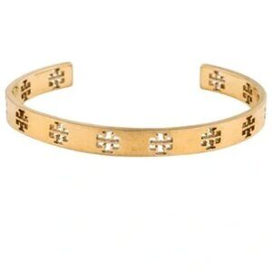 Tory Burch T- Pierced Logo Cuff in Metallic GOLD